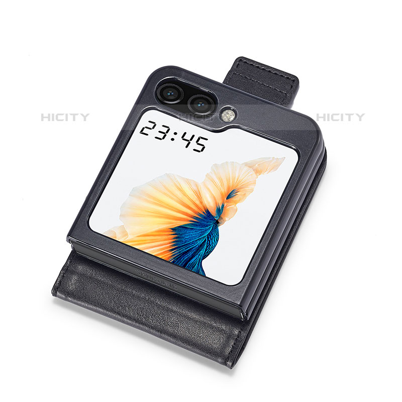 Coque Luxe Cuir et Plastique Housse Etui Mat LC1 pour Samsung Galaxy Z Flip5 5G Plus