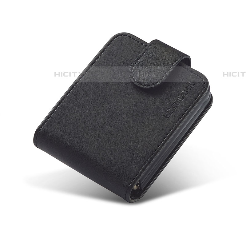 Coque Luxe Cuir et Plastique Housse Etui Mat LC2 pour Samsung Galaxy Z Flip4 5G Noir Plus