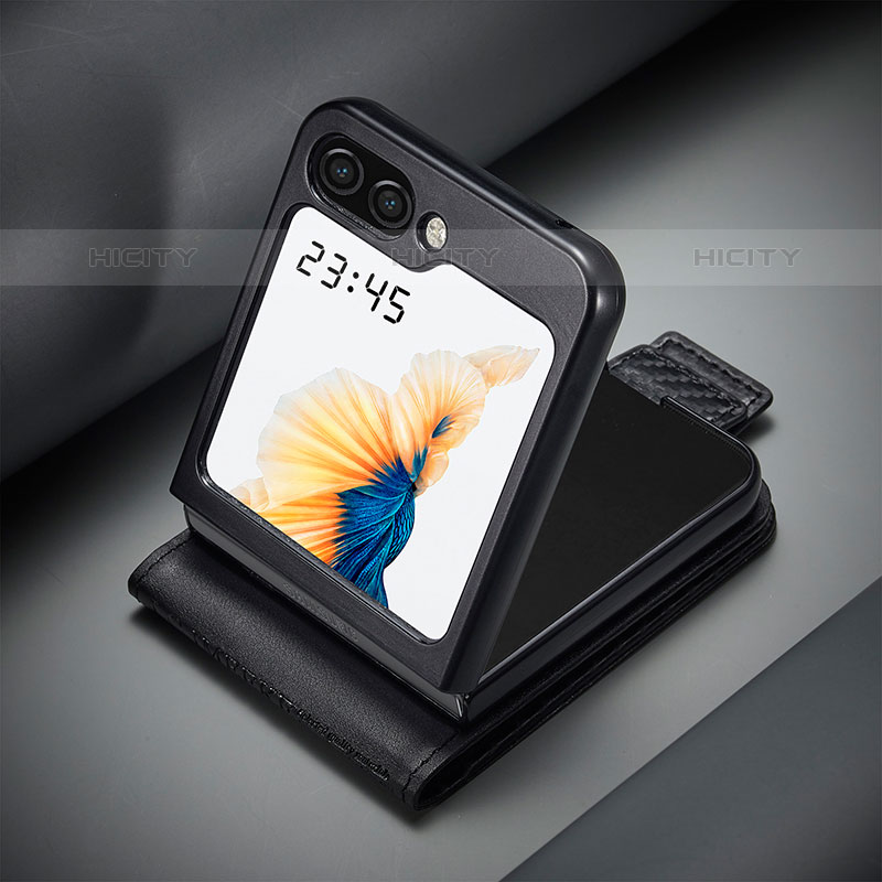 Coque Luxe Cuir et Plastique Housse Etui Mat LC3 pour Samsung Galaxy Z Flip5 5G Plus