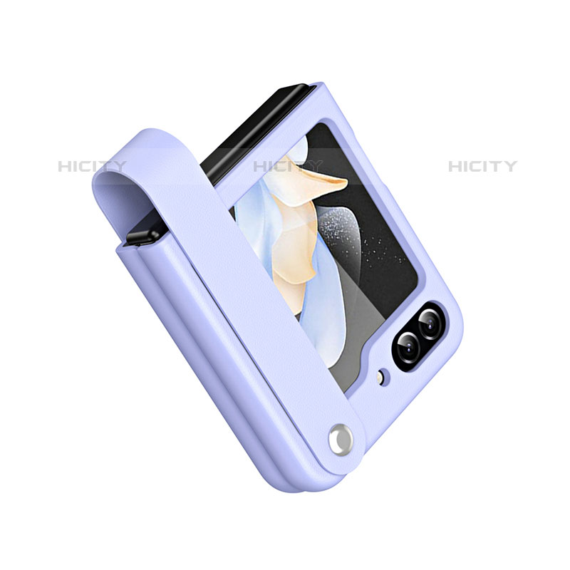 Coque Luxe Cuir et Plastique Housse Etui Mat QH1 pour Samsung Galaxy Z Flip5 5G Violet Plus