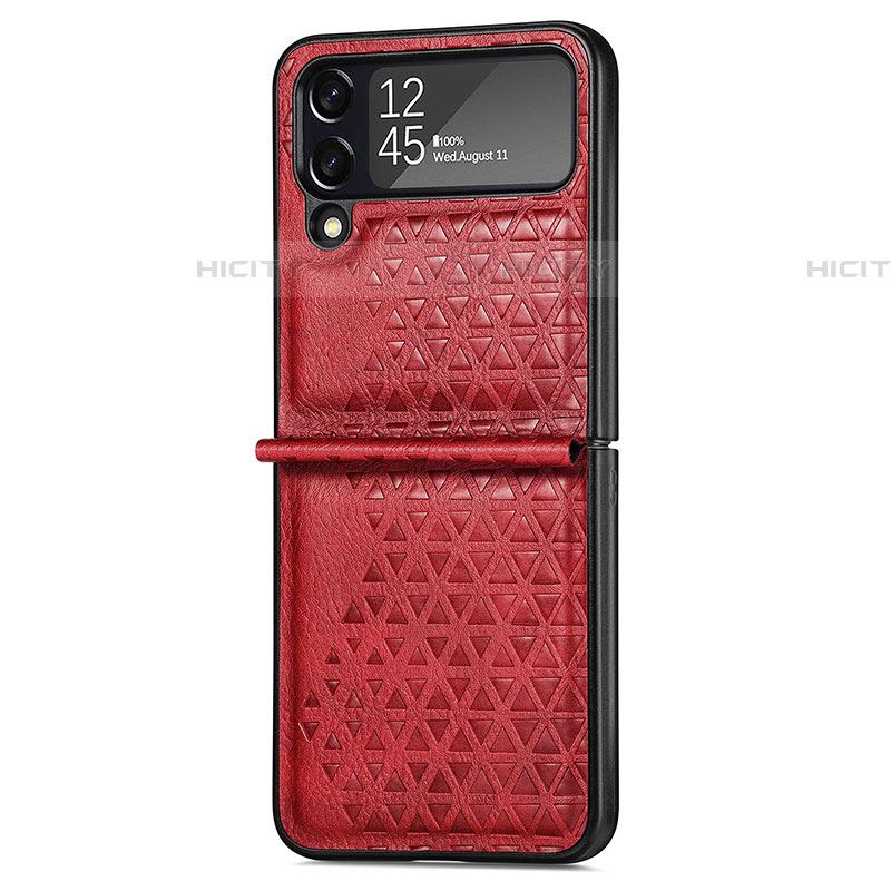Coque Luxe Cuir et Plastique Housse Etui Mat R02 pour Samsung Galaxy Z Flip4 5G Rouge Plus