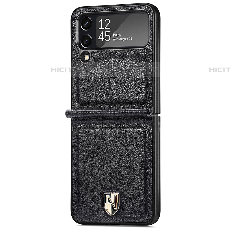 Coque Luxe Cuir et Plastique Housse Etui Mat R05 pour Samsung Galaxy Z Flip4 5G Noir Plus
