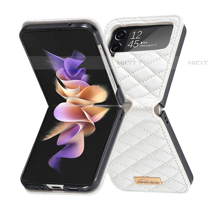 Coque Luxe Cuir et Plastique Housse Etui Mat S02 pour Samsung Galaxy Z Flip4 5G Plus