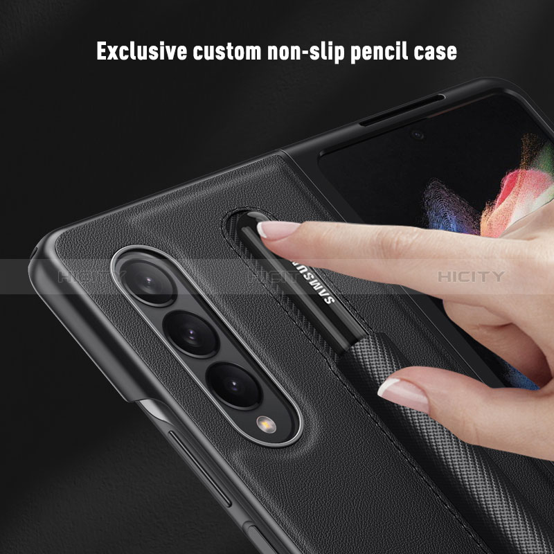 Coque Luxe Cuir et Plastique Housse Etui Mat S02 pour Samsung Galaxy Z Fold3 5G Plus