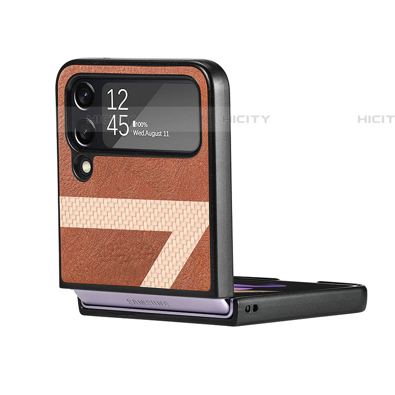 Coque Luxe Cuir et Plastique Housse Etui Mat S05 pour Samsung Galaxy Z Flip4 5G Plus