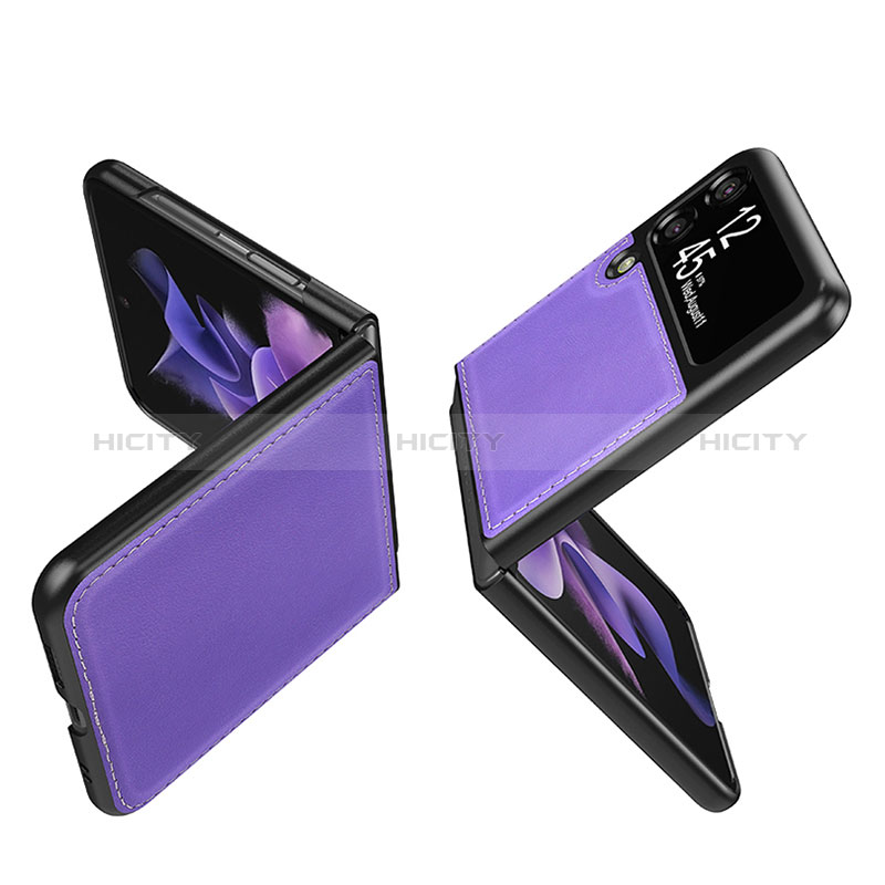 Coque Luxe Cuir et Plastique Housse Etui Mat S06 pour Samsung Galaxy Z Flip3 5G Plus