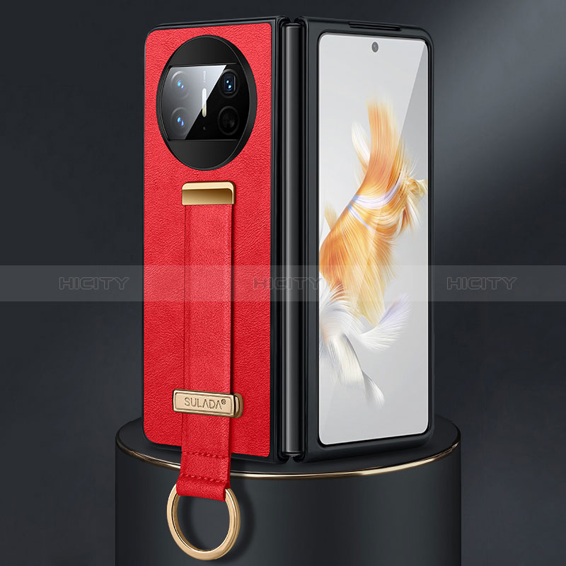 Coque Luxe Cuir et Plastique Housse Etui Mat SD3 pour Huawei Mate X5 Rouge Plus