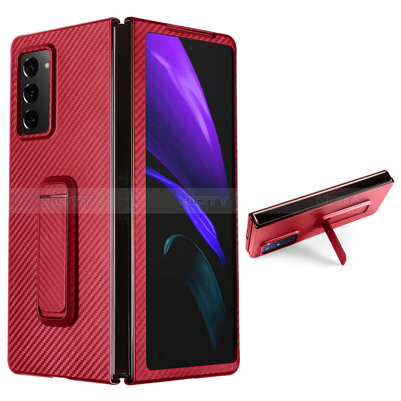 Coque Luxe Cuir et Plastique Housse Etui Mat T01 pour Samsung Galaxy Z Fold2 5G Rouge Plus