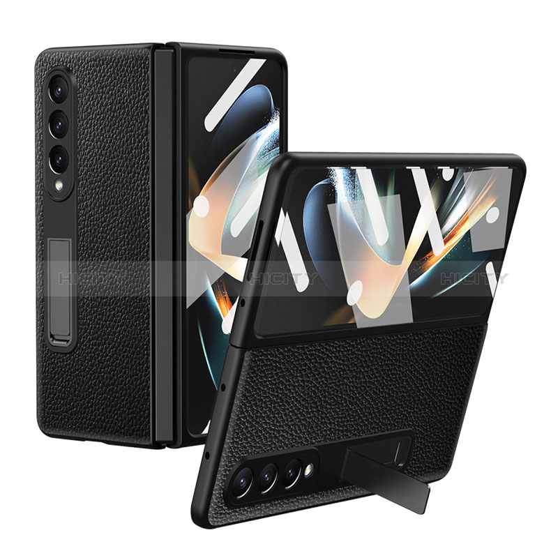 Coque Luxe Cuir et Plastique Housse Etui Mat T01 pour Samsung Galaxy Z Fold3 5G Noir Plus