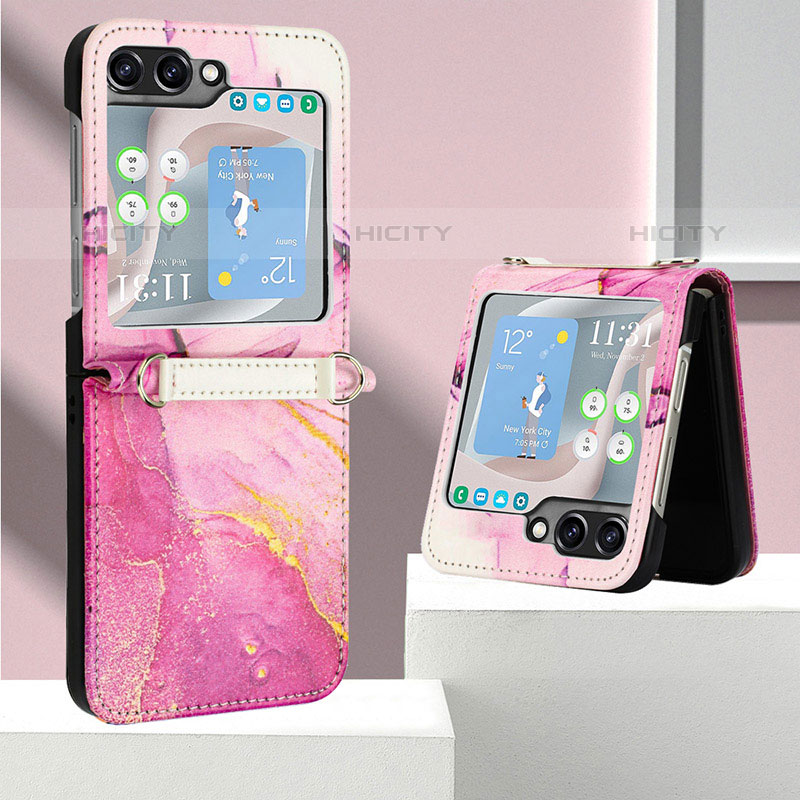 Coque Luxe Cuir et Plastique Housse Etui Mat YB1 pour Samsung Galaxy Z Flip5 5G Plus