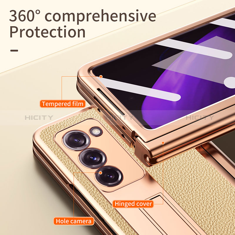 Coque Luxe Cuir et Plastique Housse Etui Mat Z04 pour Samsung Galaxy Z Fold2 5G Plus