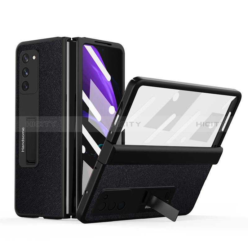 Coque Luxe Cuir et Plastique Housse Etui Mat Z06 pour Samsung Galaxy Z Fold2 5G Noir Plus