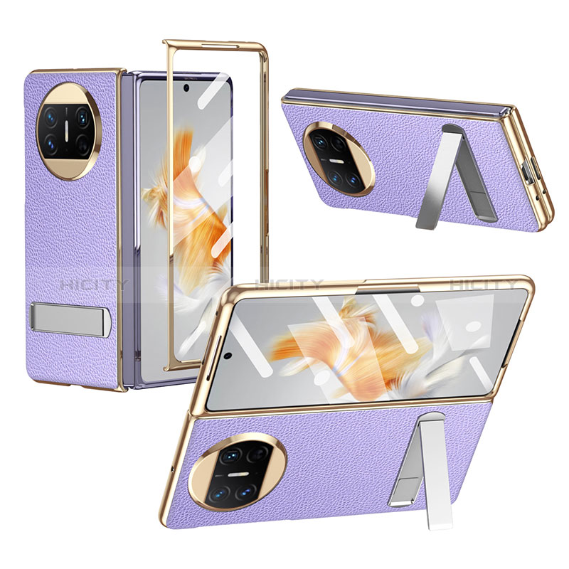 Coque Luxe Cuir et Plastique Housse Etui Mat ZL1 pour Huawei Mate X3 Violet Plus