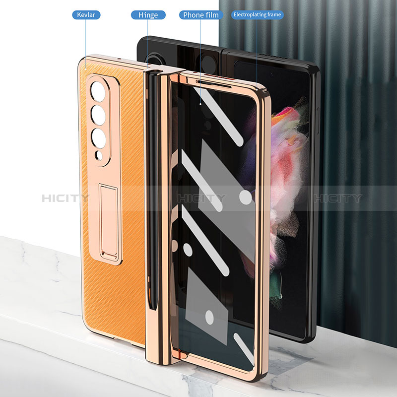 Coque Luxe Cuir et Plastique Housse Etui Mat ZL3 pour Samsung Galaxy Z Fold3 5G Plus