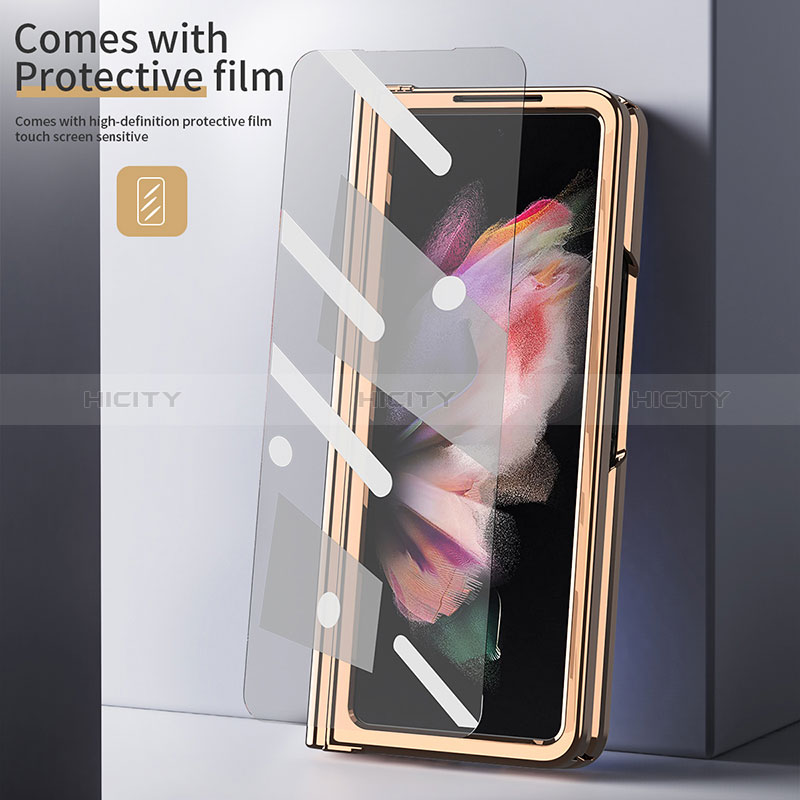Coque Luxe Cuir et Plastique Housse Etui Mat ZL4 pour Samsung Galaxy Z Fold3 5G Plus