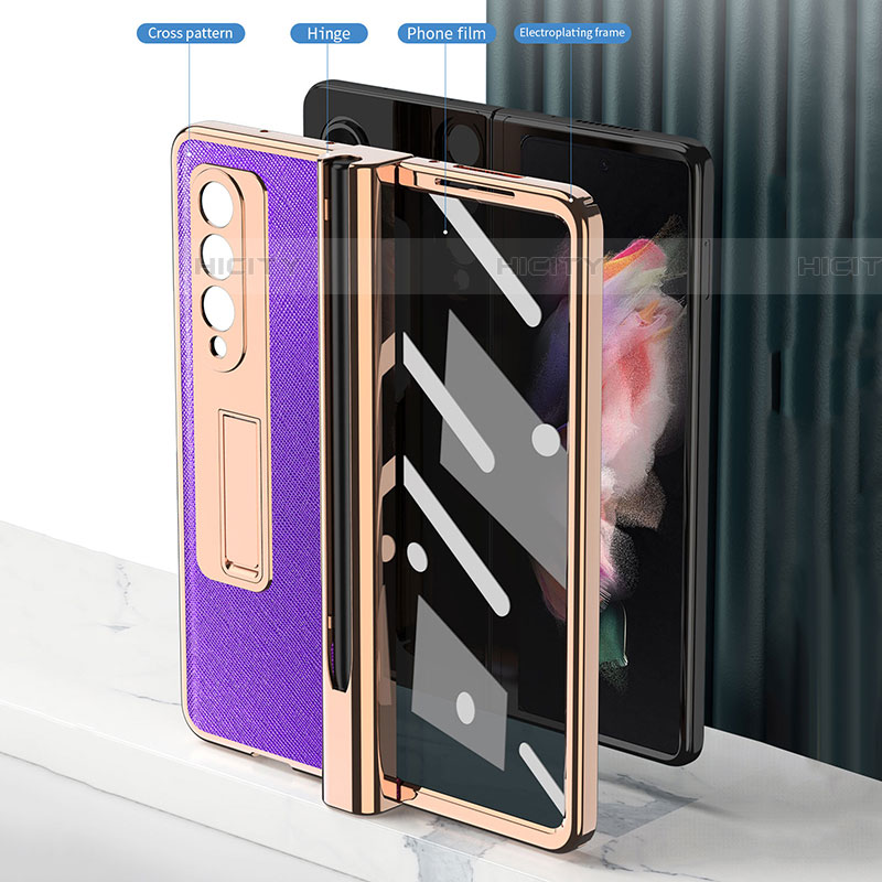 Coque Luxe Cuir et Plastique Housse Etui Mat ZL5 pour Samsung Galaxy Z Fold4 5G Plus