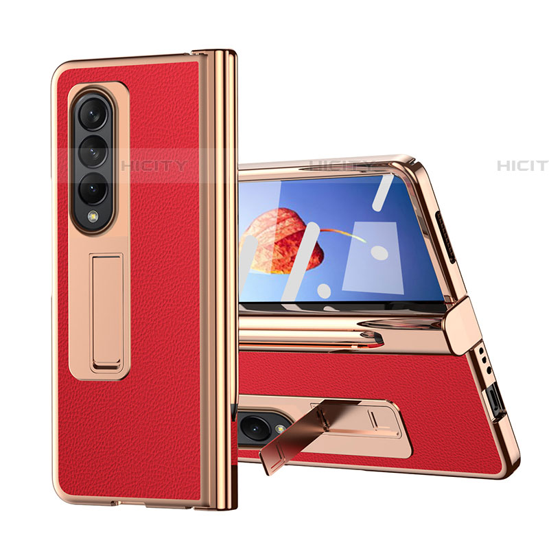 Coque Luxe Cuir et Plastique Housse Etui Mat ZL6 pour Samsung Galaxy Z Fold4 5G Rouge Plus
