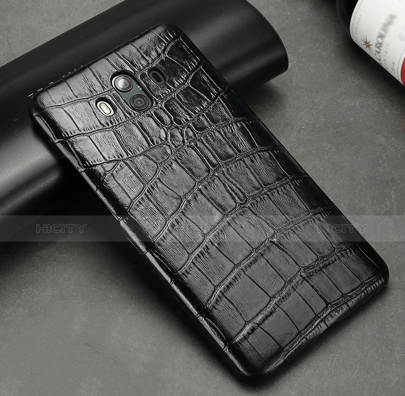 Coque Luxe Cuir Housse Crocodile pour Huawei Mate 10 Noir Plus
