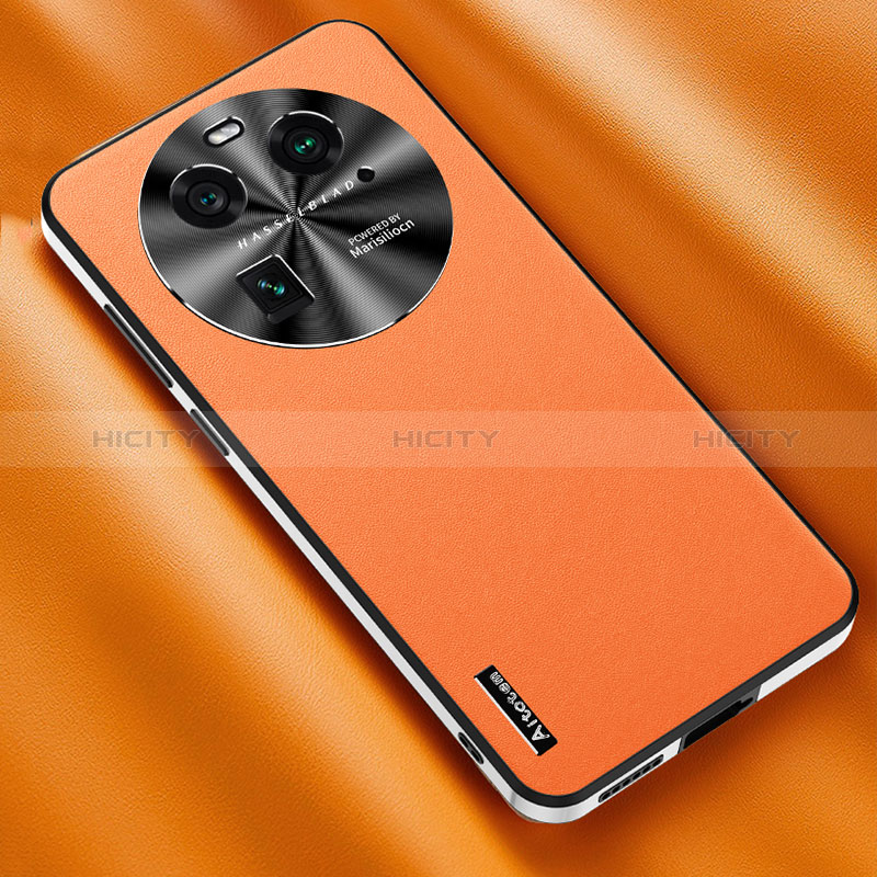 Coque Luxe Cuir Housse Etui AT2 pour Oppo Find X6 Pro 5G Orange Plus