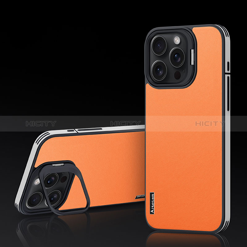 Coque Luxe Cuir Housse Etui AT5 pour Apple iPhone 14 Pro Max Orange Plus