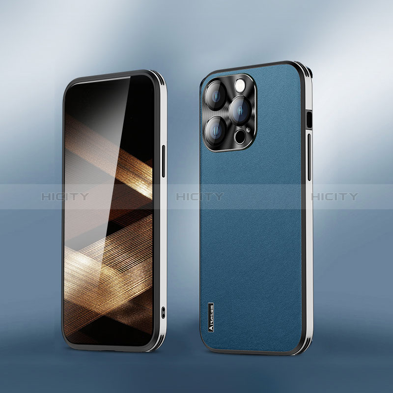 Coque Luxe Cuir Housse Etui AT6 pour Apple iPhone 13 Pro Max Bleu Plus