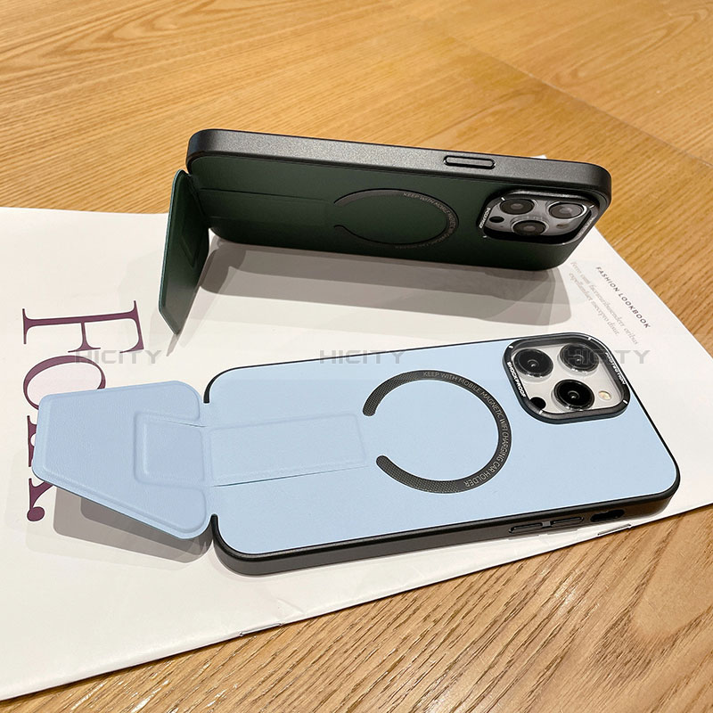 Coque Luxe Cuir Housse Etui avec Mag-Safe Magnetic Magnetique QC2 pour Apple iPhone 15 Pro Plus