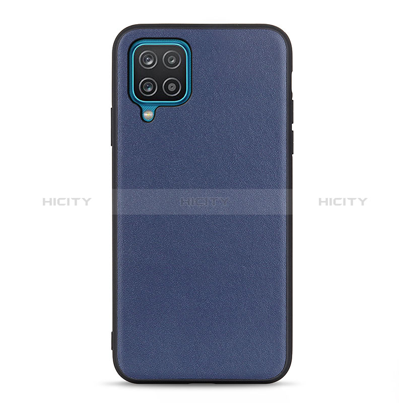Coque Luxe Cuir Housse Etui B01H pour Samsung Galaxy A12 Nacho Bleu Plus