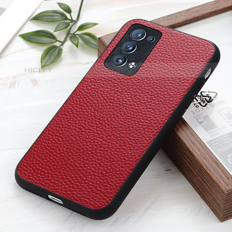 Coque Luxe Cuir Housse Etui B02H pour Oppo Reno6 Pro 5G Rouge Plus