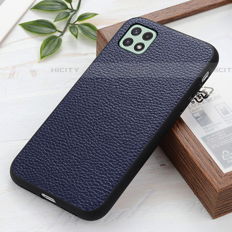 Coque Luxe Cuir Housse Etui B02H pour Samsung Galaxy F42 5G Bleu Plus