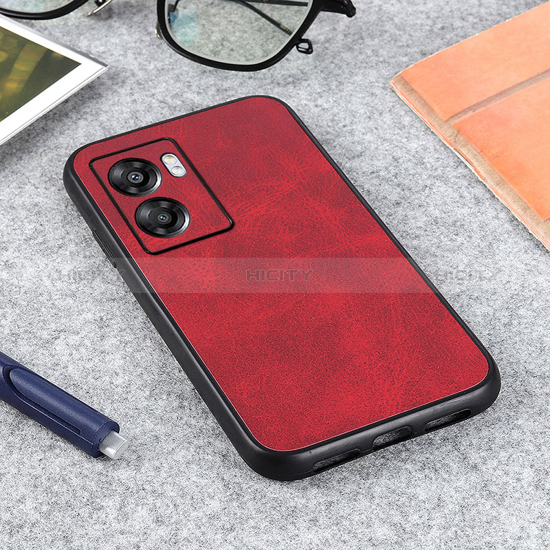 Coque Luxe Cuir Housse Etui B08H pour Oppo A56S 5G Rouge Plus