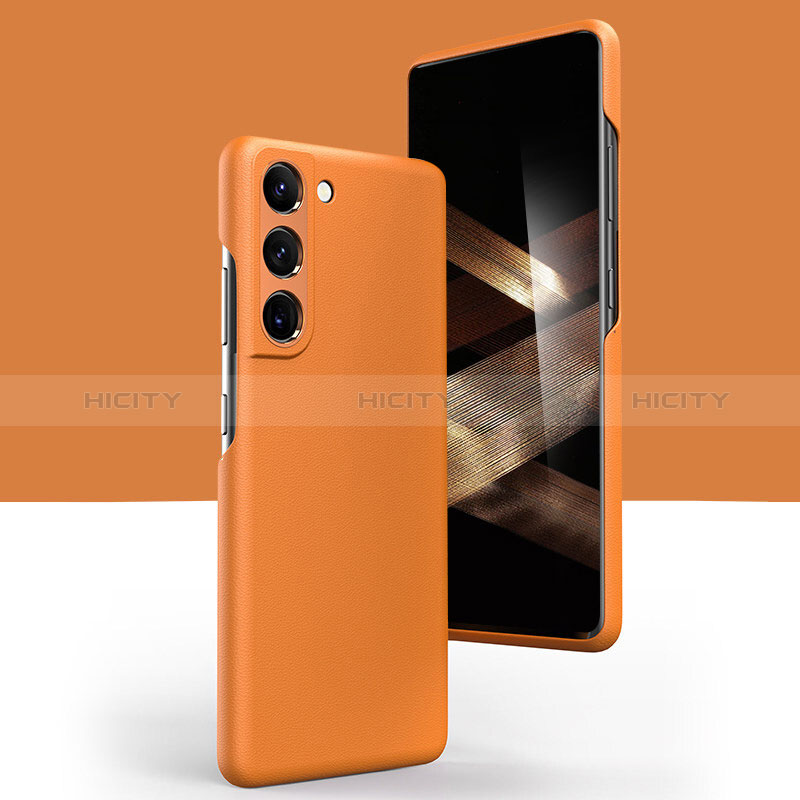 Coque Luxe Cuir Housse Etui C04 pour Samsung Galaxy S24 Plus 5G Orange Plus