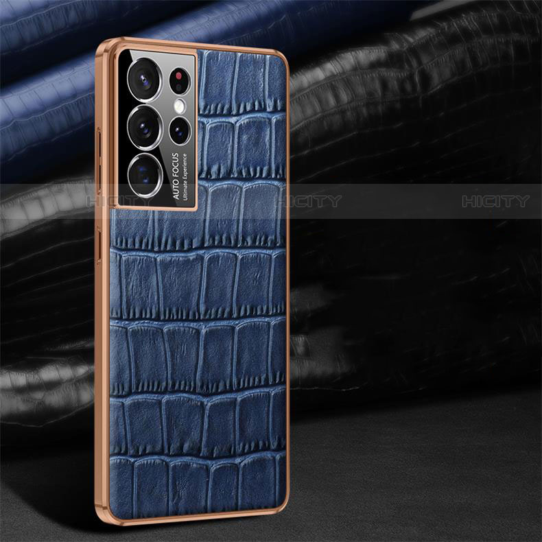 Coque Luxe Cuir Housse Etui C09 pour Samsung Galaxy S23 Ultra 5G Bleu Plus