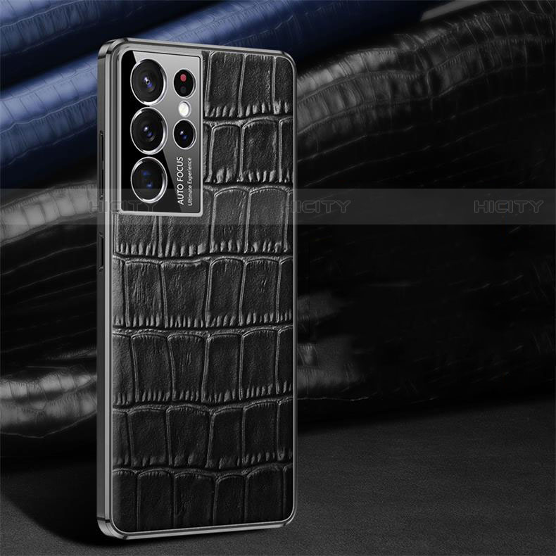 Coque Luxe Cuir Housse Etui C09 pour Samsung Galaxy S23 Ultra 5G Noir Plus