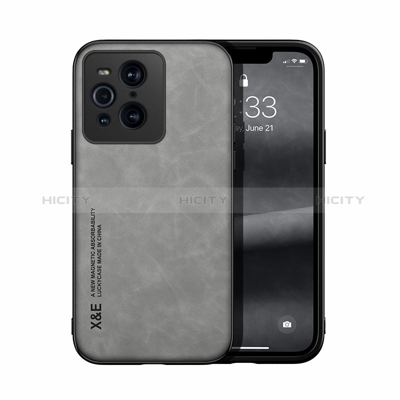 Coque Luxe Cuir Housse Etui DY1 pour Oppo Find X3 5G Gris Plus