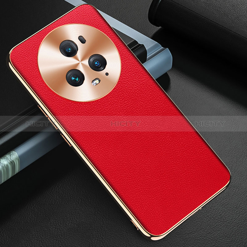 Coque Luxe Cuir Housse Etui GS3 pour Huawei Honor Magic5 Pro 5G Rouge Plus