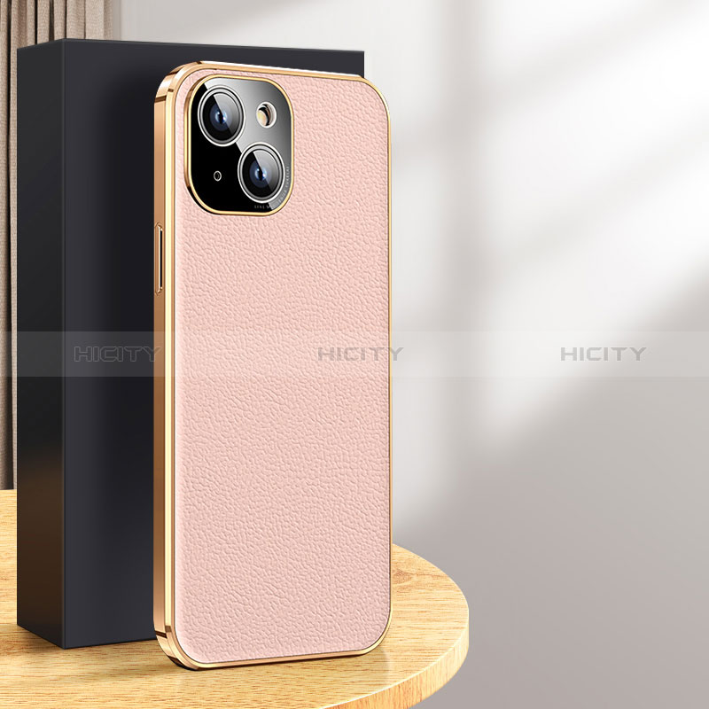 Coque Luxe Cuir Housse Etui JB2 pour Apple iPhone 15 Plus Rose Plus