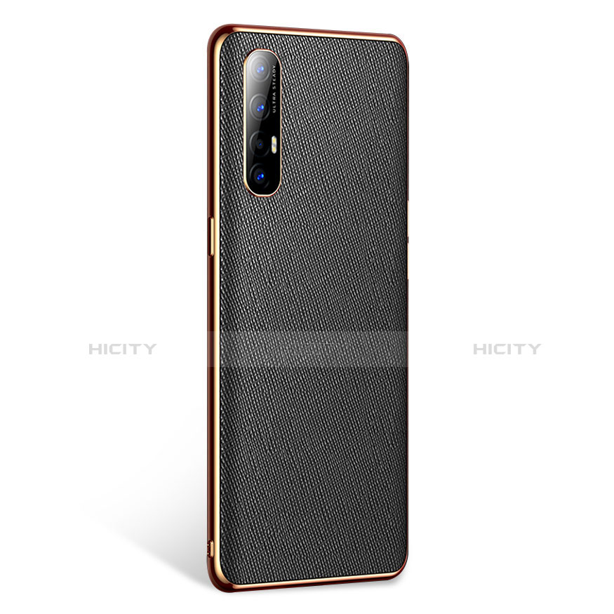 Coque Luxe Cuir Housse Etui L02 pour Oppo Reno3 Pro Noir Plus