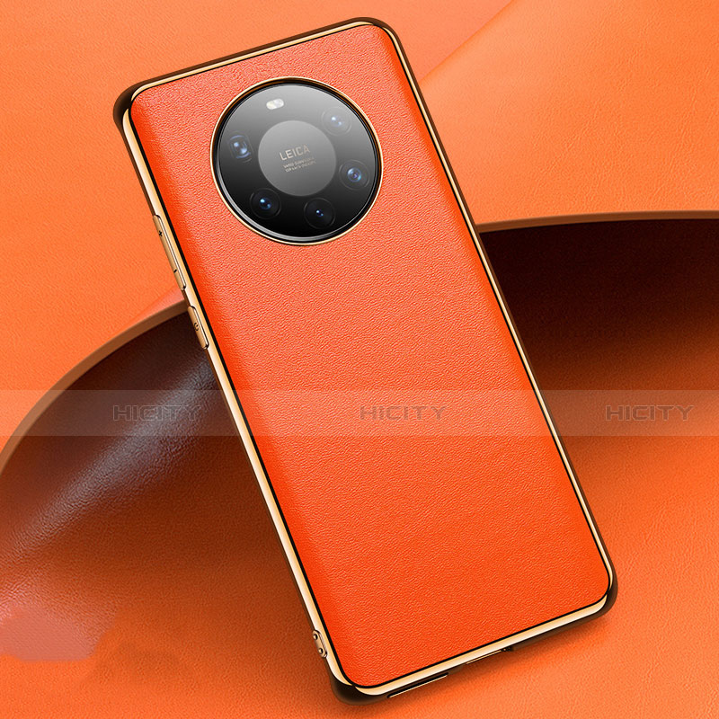 Coque Luxe Cuir Housse Etui L03 pour Huawei Mate 40 Pro+ Plus Orange Plus