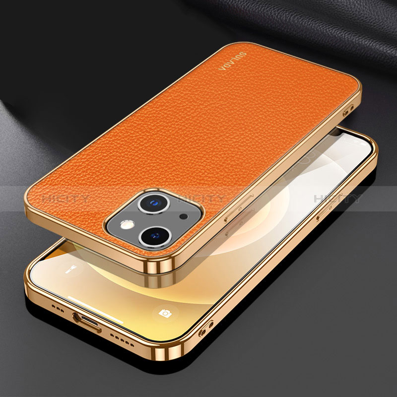 Coque Luxe Cuir Housse Etui LD3 pour Apple iPhone 13 Orange Plus