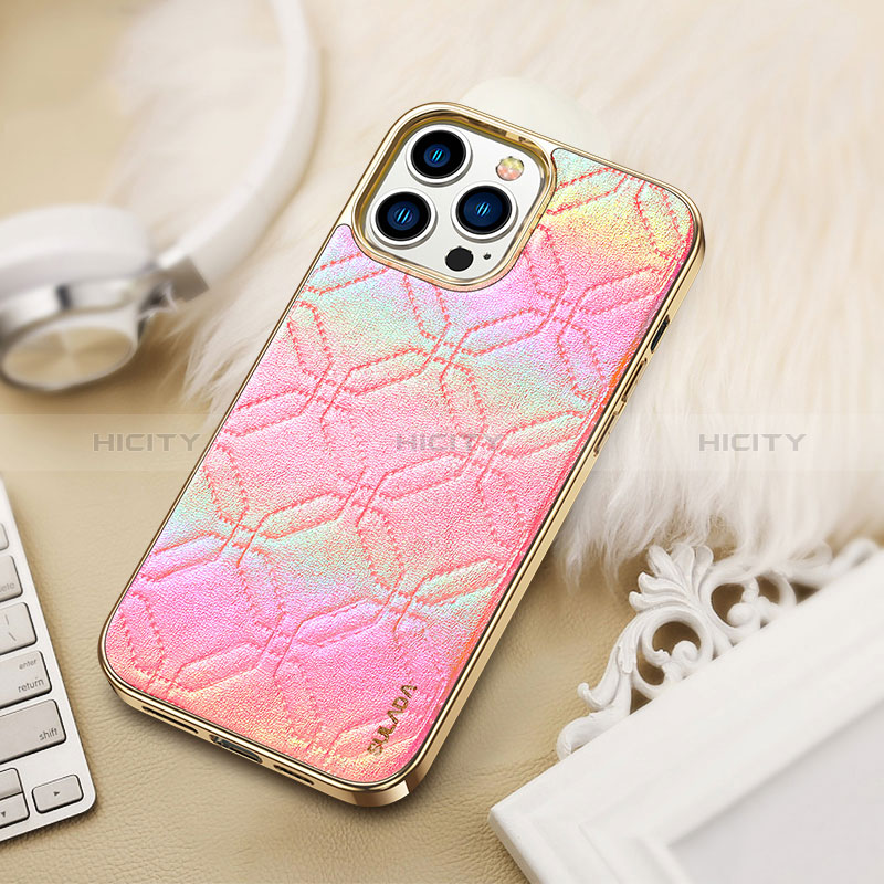 Coque Luxe Cuir Housse Etui LD4 pour Apple iPhone 15 Pro Plus