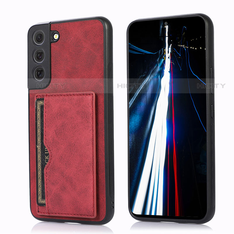 Coque Luxe Cuir Housse Etui M03T pour Samsung Galaxy S22 Plus 5G Rouge Plus
