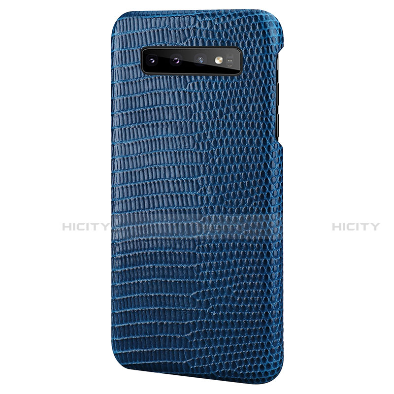 Coque Luxe Cuir Housse Etui P02 pour Samsung Galaxy S10 5G Bleu Plus