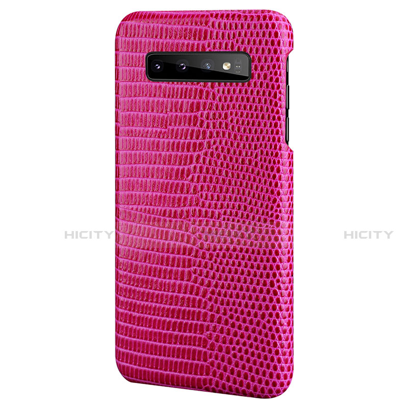 Coque Luxe Cuir Housse Etui P02 pour Samsung Galaxy S10 5G Rose Rouge Plus