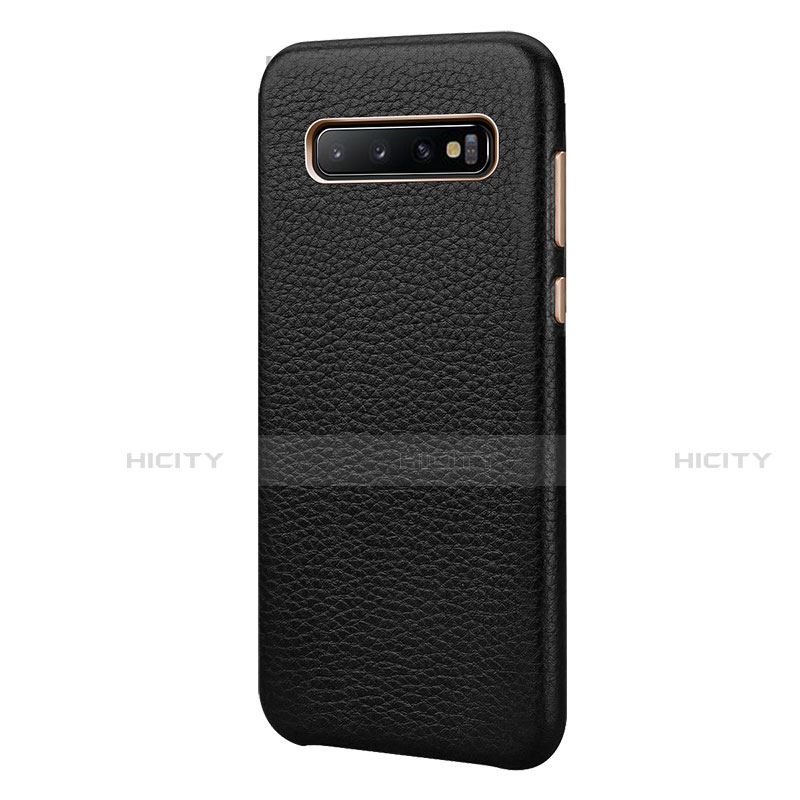 Coque Luxe Cuir Housse Etui P03 pour Samsung Galaxy S10 Plus Noir Plus