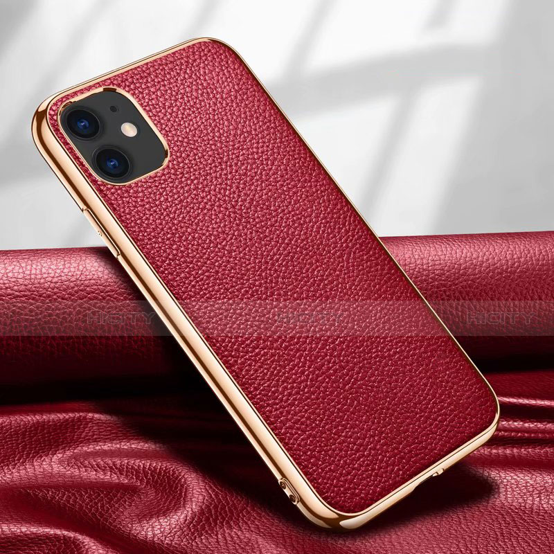 Coque Luxe Cuir Housse Etui pour Apple iPhone 12 Mini Rouge Plus