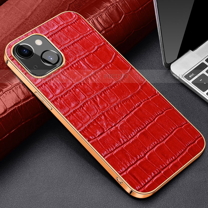Coque Luxe Cuir Housse Etui pour Apple iPhone 13 Mini Rouge Plus