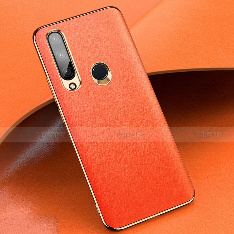 Coque Luxe Cuir Housse Etui pour Huawei Enjoy 10 Plus Orange Plus