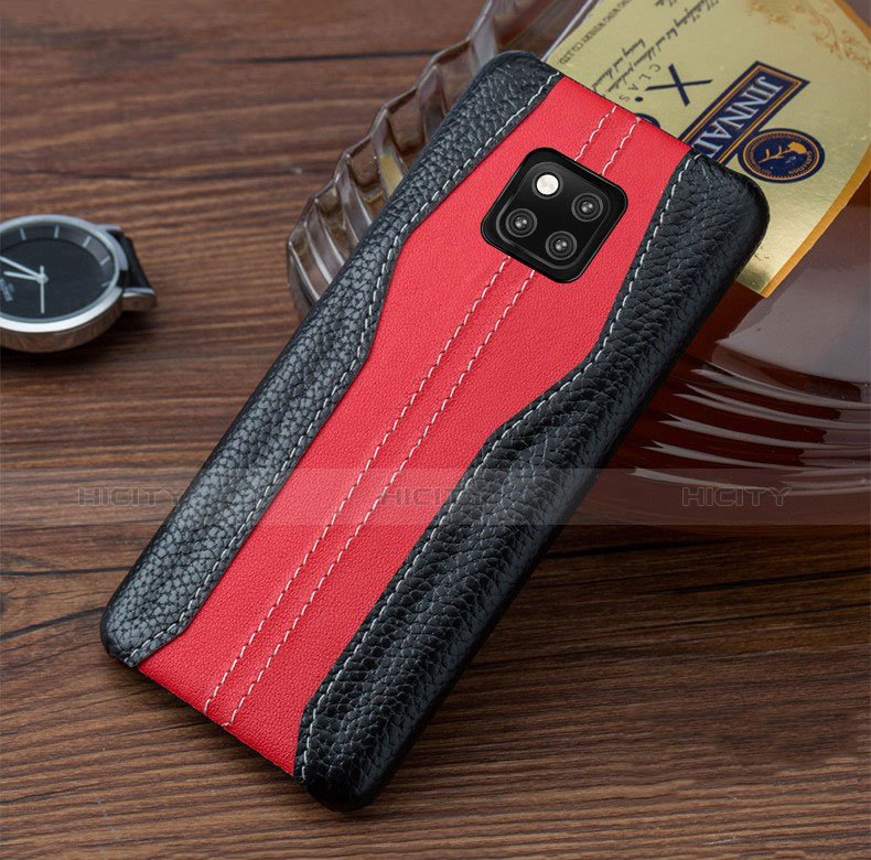 Coque Luxe Cuir Housse Etui pour Huawei Mate 20 RS Rouge et Noir Plus