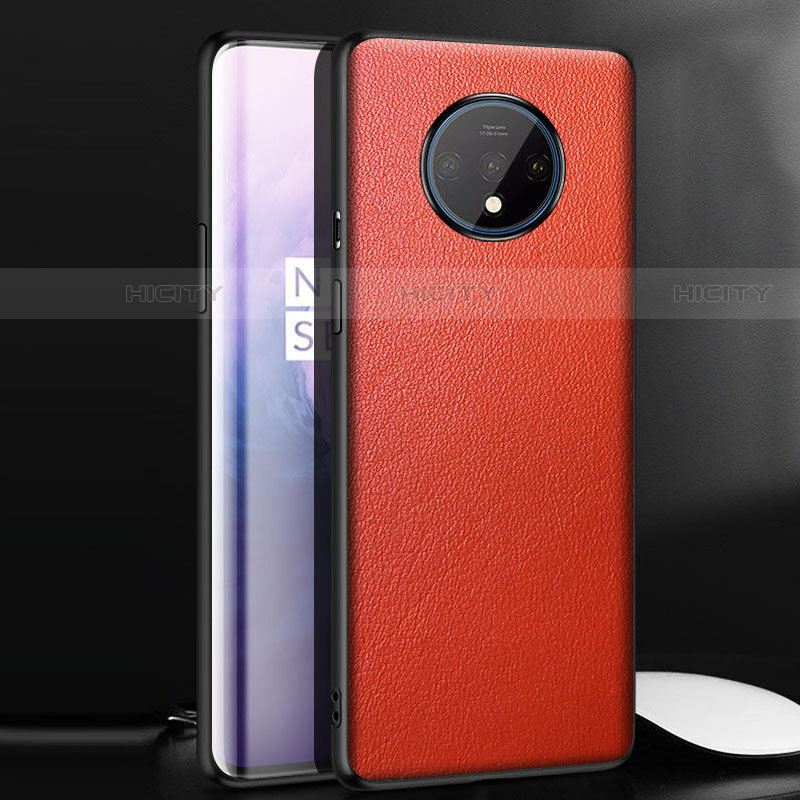 Coque Luxe Cuir Housse Etui pour OnePlus 7T Rouge Plus