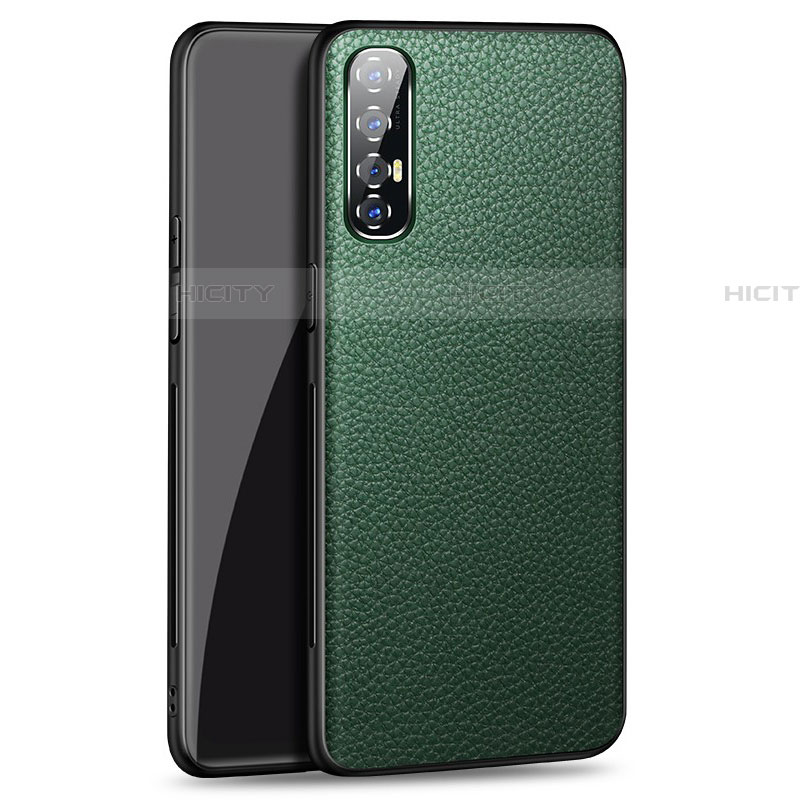 Coque Luxe Cuir Housse Etui pour Oppo Find X2 Neo Vert Plus